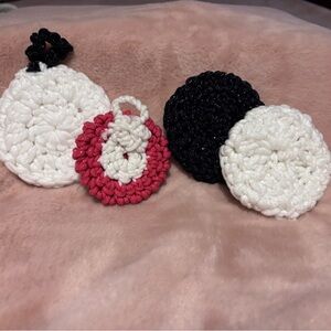 Handcrafted Crochet Accessories Set - Black, White, and Red